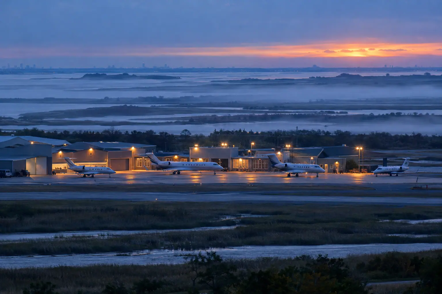 Private jets at Morristown Municipal Airport