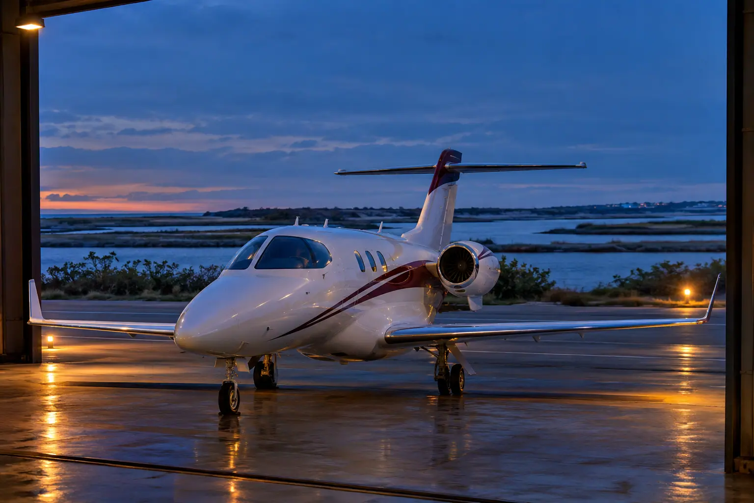 Light jet waiting on an empty ramp
