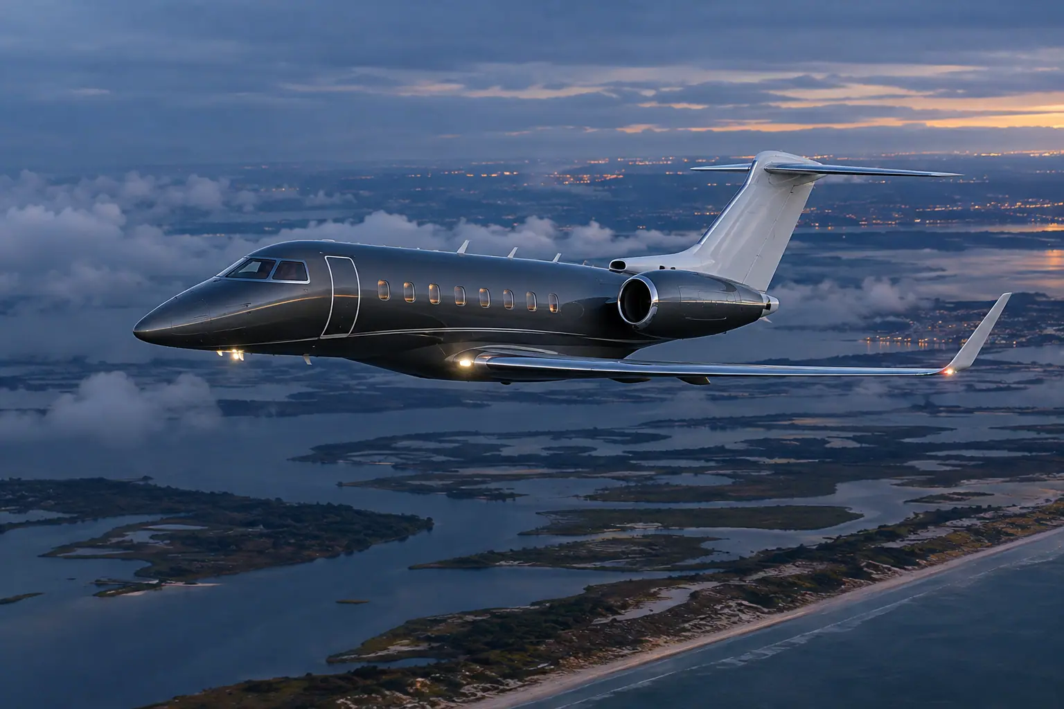 Super-midsize jet on the ramp
