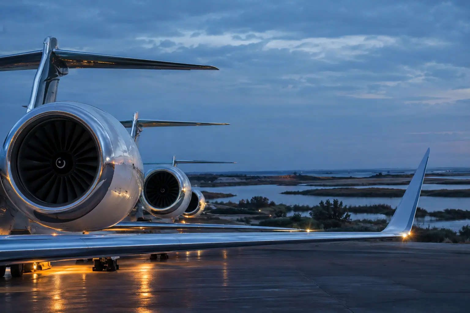 Business jets on the ramp