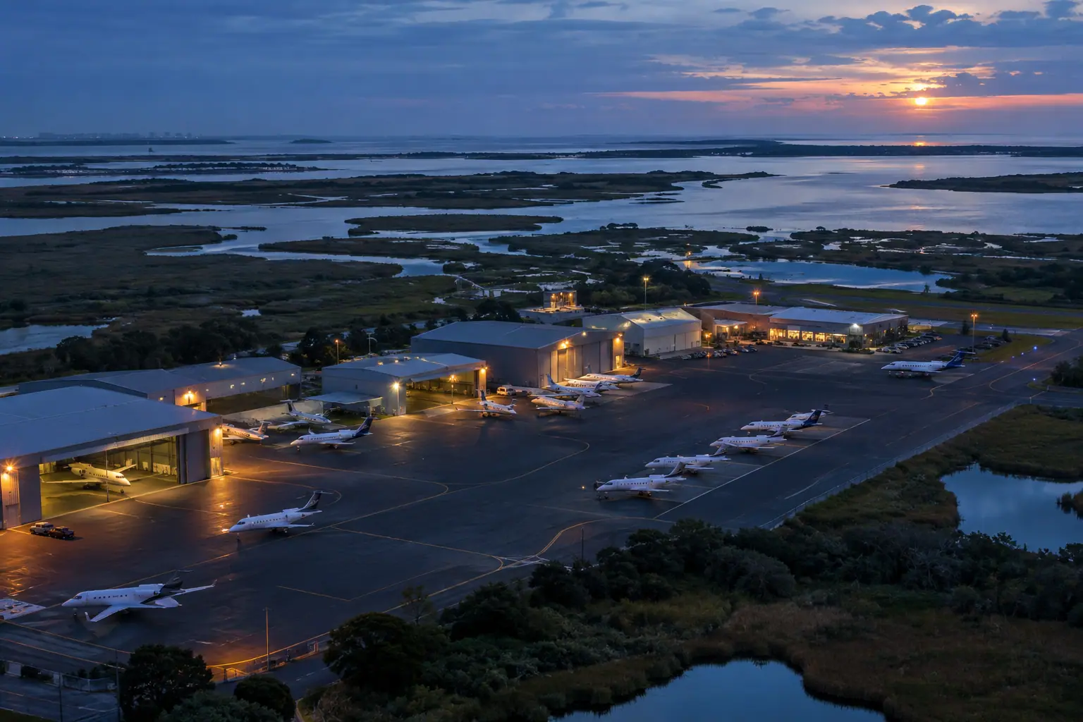 Business aviation ramp near New York