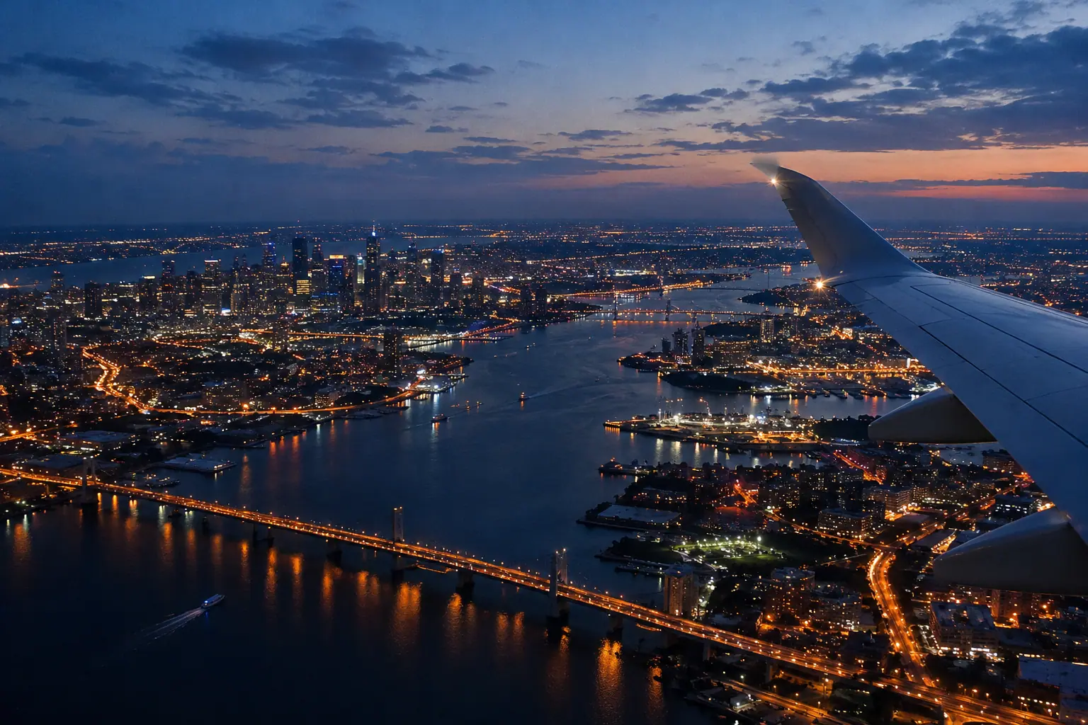 New York lights seen from a private jet